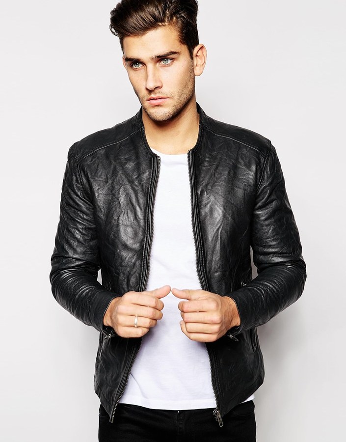 Barneys Leather Jacket, $313 | Asos | Lookastic