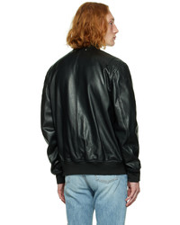 Ps By Paul Smith Black Bomber Leather Jacket
