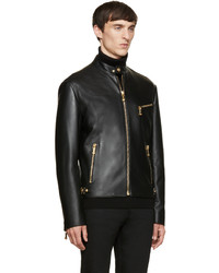 Versace Black Classic Leather Bomber