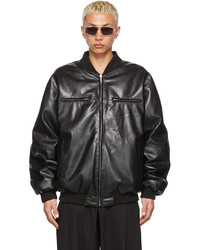 LU'U DAN Black Faux Leather 80s Hong Kong Jacket