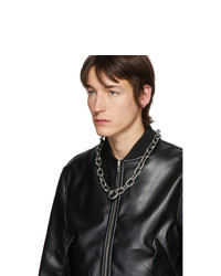 Random Identities Black Faux Leather Bomber Jacket