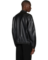 N. Hoolywood Black Faux Leather Bomber Jacket