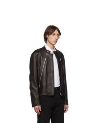 Maison Margiela Black Leather 5 Zip Sports Jacket