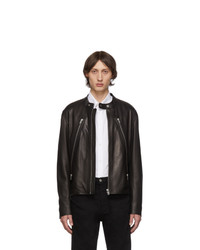 Maison Margiela Black Leather 5 Zip Sports Jacket