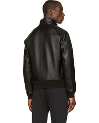 Acne Studios Black Leather Ashton Bomber Jacket