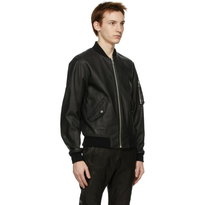 John Elliott Black Leather Bogota Bomber Jacket, $1,500 | SSENSE ...