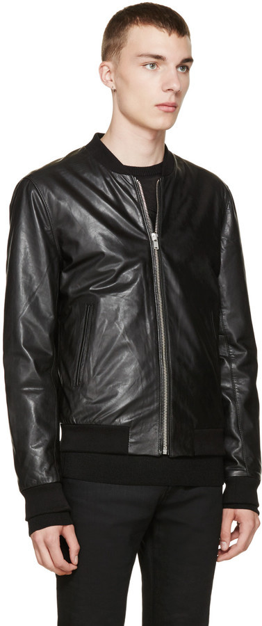 BLK DNM Black Leather Bomber 81 Jacket, $895 | SSENSE | Lookastic.com