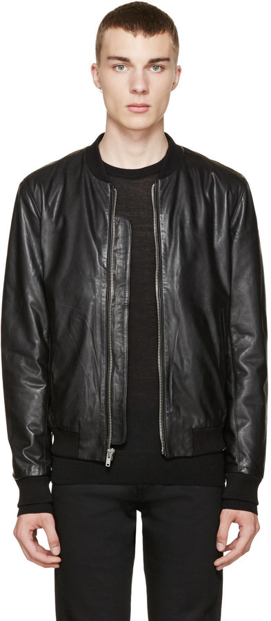 BLK DNM Black Leather Bomber 81 Jacket, $895 | SSENSE | Lookastic.com