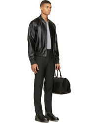 Calvin Klein Collection Black Leather Bomber Jacket