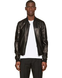 Dolce & Gabbana Black Leather Bomber Jacket