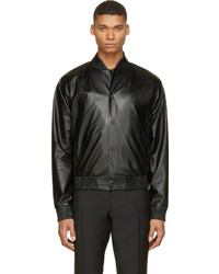 Calvin Klein Collection Black Leather Bomber Jacket