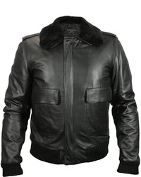 Forzieri Black Leather Jacket Wdetachable Shearling Collar