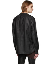 Rick Owens Black Leather Larry Shirt Jacket