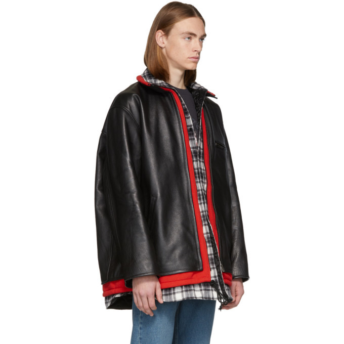 Balenciaga Black Leather Layered Jacket, $2,289 | SSENSE | Lookastic