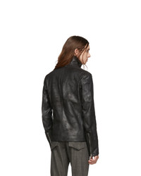 Deepti Black Leather Membrane Sleeve Jacket