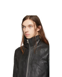 Deepti Black Leather Membrane Sleeve Jacket