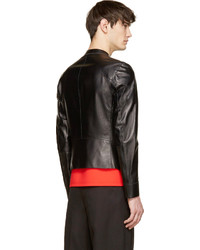 Alexander McQueen Black Leather Minimal Biker Jacket