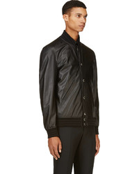 Givenchy Black Leather Star Bomber Jacket