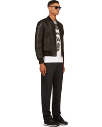 Neil Barrett Black Quilted Leather Bomber Jacket