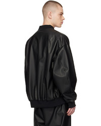 N. Hoolywood Black Zip Up Faux Leather Bomber Jacket