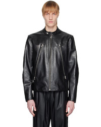 MM6 MAISON MARGIELA Black Zipped Leather Jacket