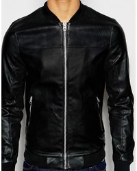 Pull&Bear Bomber Jacket In Faux Leather