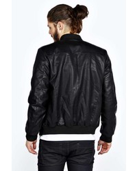 Boohoo Slim Fit Leather Look Bomber Jacket