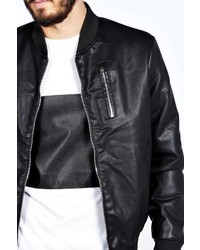 Boohoo Slim Fit Leather Look Bomber Jacket