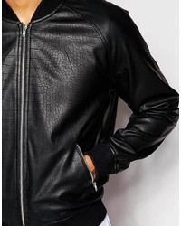 Asos Brand Bomber Jacket With Reptile Print In Faux Leather