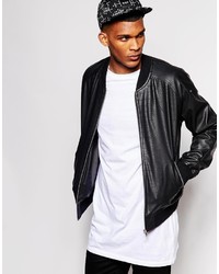 Asos Brand Bomber Jacket With Reptile Print In Faux Leather