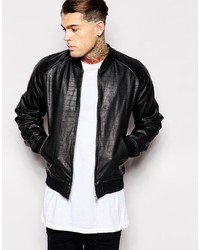 Asos Brand Faux Leather Bomber Jacket In Reptile Print