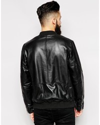 Asos Brand Leather Bomber Jacket