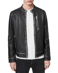 AllSaints Cable Regular Fit Leather Moto Jacket