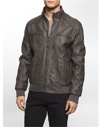 Calvin Klein Faux Leather Matte Finish Bomber Jacket