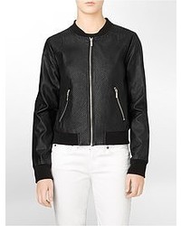 Calvin Klein Perforated Faux Leather Bomber Style Jacket