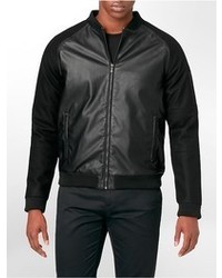 Calvin Klein Ck One Ultra Slim Fit Wool Faux Leather Zip Detail Bomber Jacket