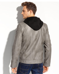 GUESS Coats Faux Leather Hooded Moto Jacket