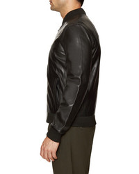 Cole Haan Leather Stand Collar Bomber Jacket