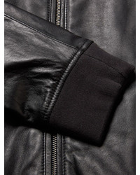 Cole Haan Leather Zip Front Bomber Jacket