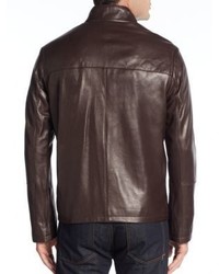 Cole Haan Smooth Leather Moto Jacket