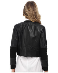 Dsquared2 Collarless Leather Bomber Jacket