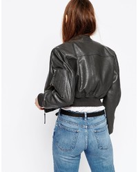 Asos Collection Bomber Jacket In Premium Leather