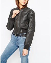 Asos Collection Bomber Jacket In Premium Leather