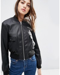 Asos Collection Cropped Bomber Jacket Pu