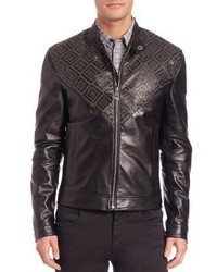 Versace Collection Leather Bomber Jacket