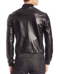 Versace Collection Stitched Leather Bomber Jacket