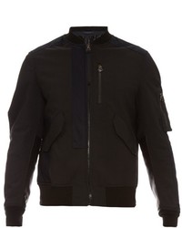 Lanvin Contrast Cotton And Leather Bomber Jacket