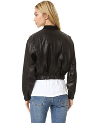 Helmut Lang Cropped Leather Bomber