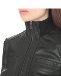 Preen Line Cropped Leather Bomber Jacket