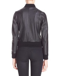 Saint Laurent Crystal Embellished Leather Bomber Jacket